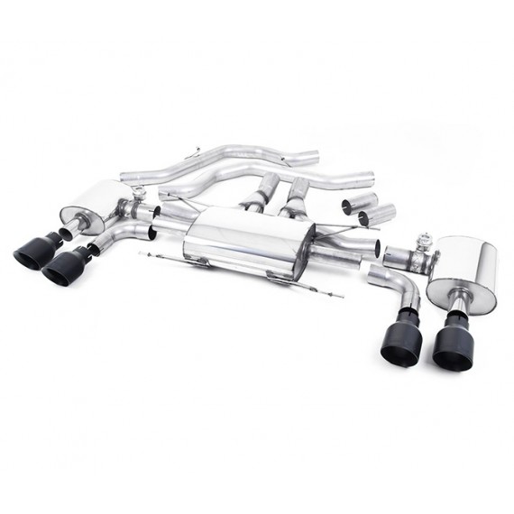Milltek Sport | Front Pipe-back (Omologato ECE) con terminali NERI per Alfa Romeo Giulia Quadrifoglio 2.9 V6 Bi-Turbo