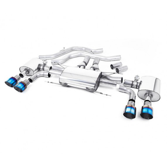 Milltek Sport | Front Pipe-back (Omologato) con terminali TITANIO BRUCIATO per Alfa Romeo Giulia Quadrifoglio 2.9 V6 Bi-Turbo