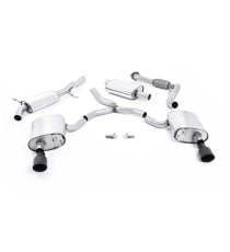 Milltek Sport | Cat-back Resonated con finalini NERI per Audi A4 B9 2.0 TFSI Berlina/Avant Quattro (senza barre rinforzo) 2016-2021