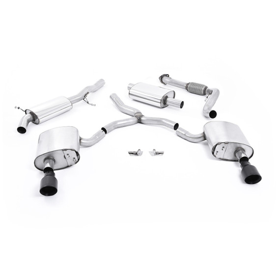 Milltek Sport | Cat-back Resonated con finalini NERI per Audi A4 B9 2.0 TFSI Berlina/Avant Quattro (senza barre rinforzo) 2016-2021 Milltek Sport | Cat-back Resonated con finalini NERI per Audi A4 B9 2.0 TFSI Berlina/Avant Quattro (senza barre rinforzo) 2016-2021