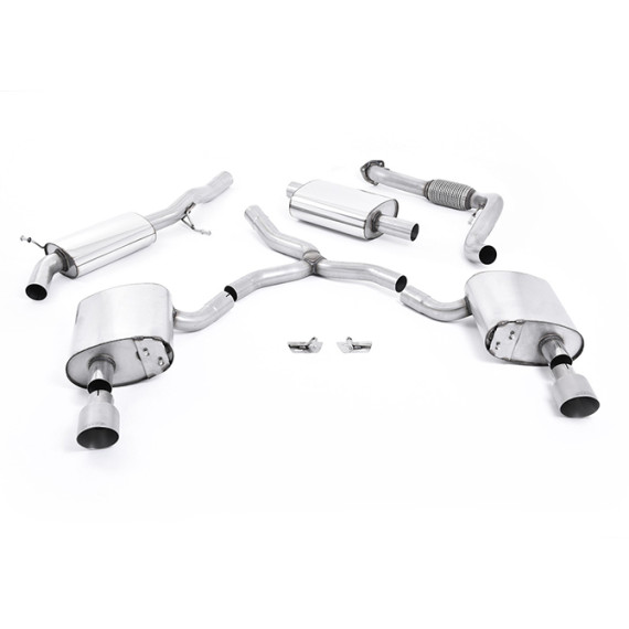 Milltek Sport | Cat-back Resonated con finalini TITANIO SPAZZOLATO per Audi A4 B9 2.0 TFSI Berlina/Avant Quattro (senza barre rinforzo) 2016-2021