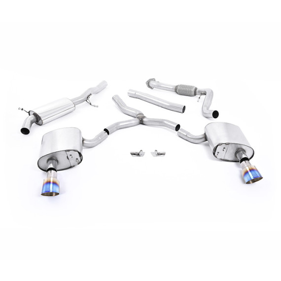 Milltek Sport | Cat-back Road+ con finalini TITANIO BRUCIATO per Audi A4 B9 2.0 TFSI Berlina/Avant Quattro (senza barre rinforzo) 2016-2021 Milltek Sport | Cat-back Road+ con finalini TITANIO BRUCIATO per Audi A4 B9 2.0 TFSI Berlina/Avant Quattro (senza barre rinforzo) 2016-2021