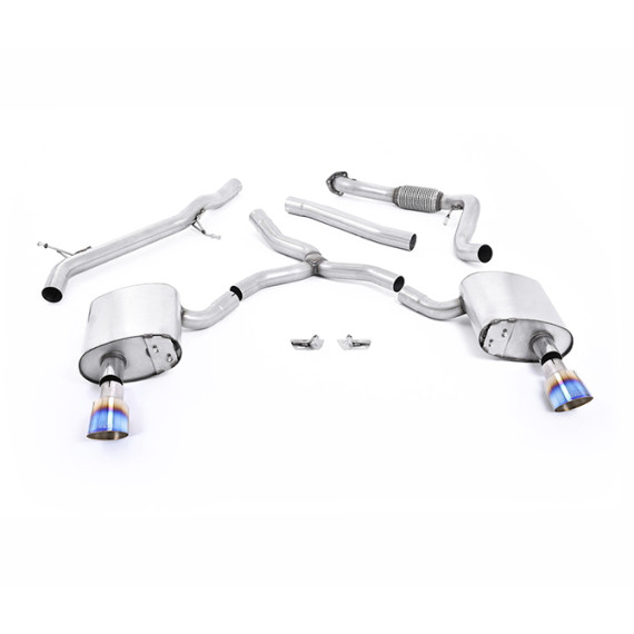 Milltek Sport | Cat-back Non-resonated con finalini TITANIO BRUCIATO per Audi A4 B9 2.0 TFSI Berlina/Avant Quattro (senza barre rinforzo) 2016-2021