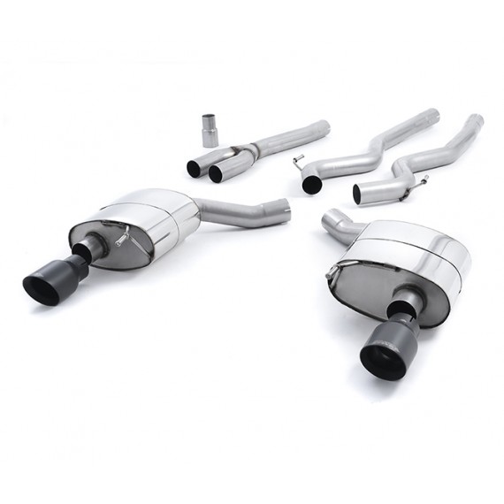 Milltek Sport | Cat-back Non-resonated con finalini NERI per Ford Mustang 2.3 EcoBoost (S550 Fastback) 2015-2019 / (S650 Fastback) dal 2024