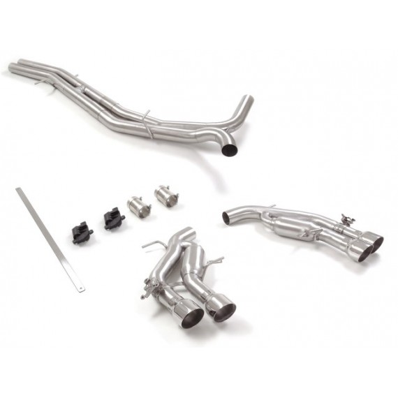 Ragazzon | Terminale silenziato + Centrale non silenziato con finali rotondi cromati sfalsati con valvole per Audi RS6 C8 4.0TFSI (600cv)