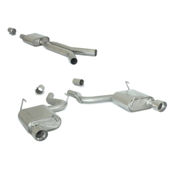 Ragazzon | Terminale silenziato + Centrale silenziato con terminali rotondi cromati per Ford Mustang Mk6 Coupè 2.3i Ecoboost (290cv/317cv)