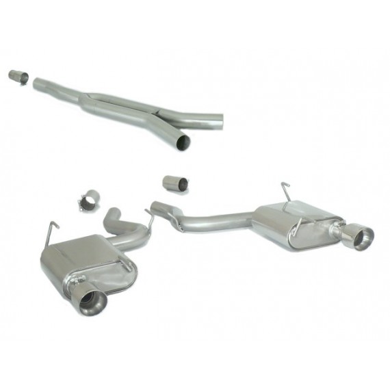 Ragazzon | Terminale silenziato + Centrale non silenziato con terminali rotondi cromati per Ford Mustang Mk6 Coupè 2.3i Ecoboost (290cv/317cv)
