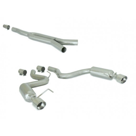 Ragazzon | Cat-Back non silenziato + centrale non silenziato con terminali rotondi cromati per Ford Mustang Mk6 Coupè 2.3i Ecoboost (290cv/317cv)