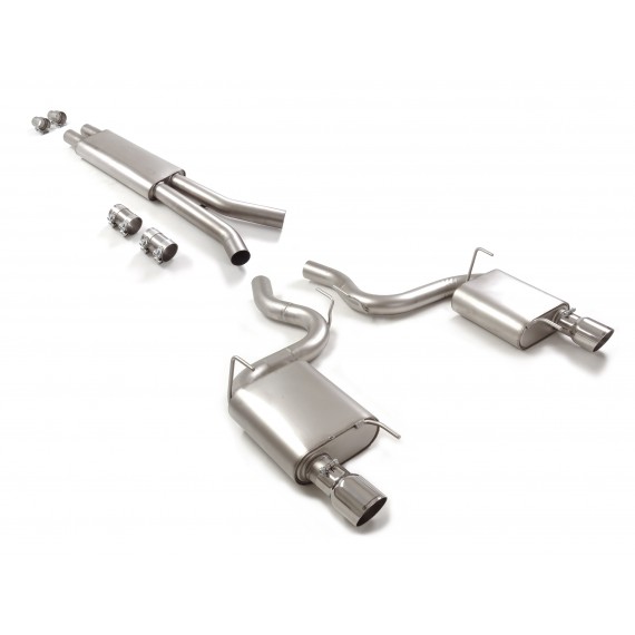 Ragazzon | Terminale silenziato + Centrale silenziato con terminali rotondi cromati per Ford Mustang Mk6 Coupè 5.0 V8 GT (422cv) Ø 76mm