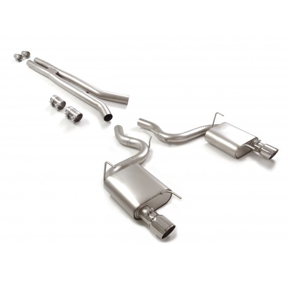 Ragazzon | Terminale silenziato + Centrale non silenziato con terminali rotondi cromati per Ford Mustang Mk6 Coupè 5.0 V8 GT (422cv) Ø 76mm