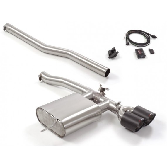 Ragazzon | Terminale silenziato + Centrale non silenziato con finali rotondi in Carbonio con valvola per MINI F56 JCW 2.0 (231cv)