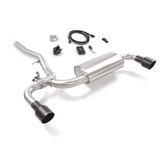 Ragazzon | Terminale silenziato con finali rotondi neri con valvola per MINI Countryman F60 JCW ALL4 (231cv)