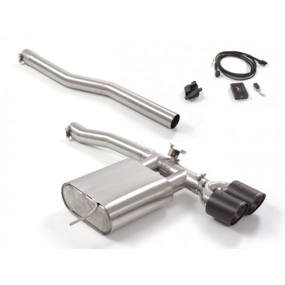 Ragazzon | Terminale silenziato + Centrale non silenziato con finali rotondi in Carbonio con valvole per MINI F56 Cooper S 2.0 (178cv/192cv) 2007/2017 - 2011/2020