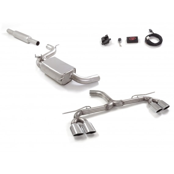 Ragazzon | Cat-Back + centrale silenziato con terminali separati ovali sfalsati cromati per Volkswagen Golf 7.5 AU 2.0TSI GTI (230cv/245cv) Ø76mm