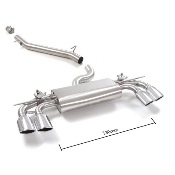 Ragazzon | Terminale silenziato + Centrale non silenziato con finali separati ovali cromati per Volkswagen Golf 7 R AU 2.0TSI 4Motion (300cv)