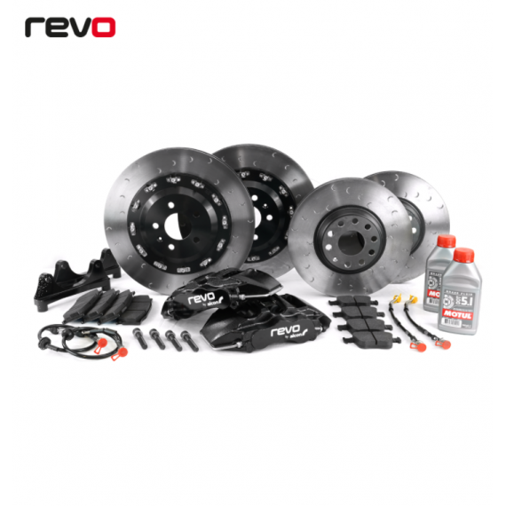 Revo - Impianto frenante maggiorato completo 4WD 380x32 con pinza nera per Audi S3 8V 2.0 TFSI, Q3 F3 40 TFSI, 45 TFSI, 40 TDI, SQ2 GA 2.0 TFSI, TTS 2.0 TFSI, Seat Leon 5F 2.0 TSI, Skoda Superb 3V 2.0 TSI