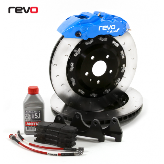 Revo - Impianto frenante maggiorato 355x32 con pinza blu per Audi A3 8P, S3 8P 2.0 TFSI, Seat Leon 2, Skoda Octavia 2, Golf 5, Golf 6, Scirocco