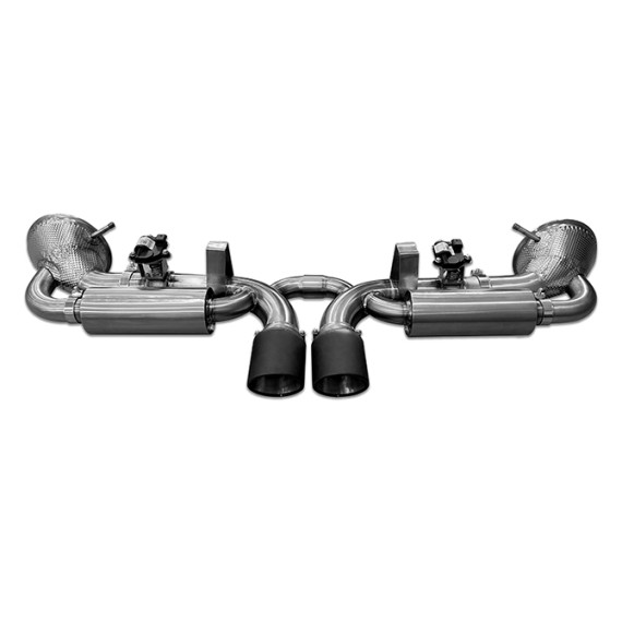 TFL Italy - Scarico Cat-Back con valvole 76mm con terminali neri per Porsche 992 GT3/GT3 RS